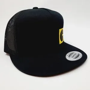 Retro Pacman Logo CAT Caterpillar Flat Bill Trucker Mesh Snapback Hat Diesel Pow Accessories | Retro Pacman Logo Cat Caterpillar Flat Bill  main image 2